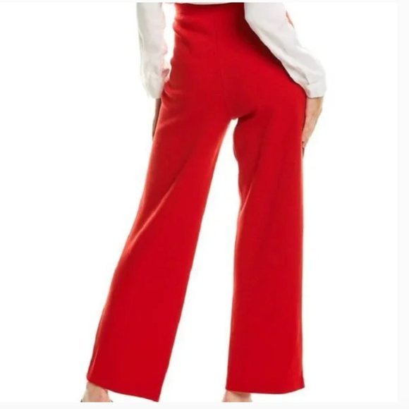 ST JOHN Wool Blend Wide Leg Red Trouser Pant Large - Picture 1 of 7